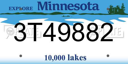 3T49882 Minnesota License Plate