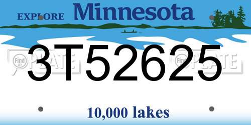 3T52625 Minnesota License Plate