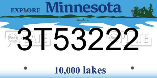 3T53222 Minnesota License Plate
