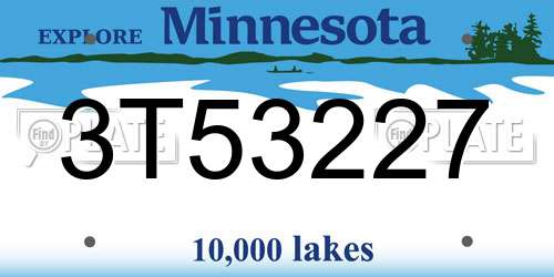 3T53227 Minnesota License Plate
