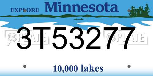 3T53277 Minnesota License Plate
