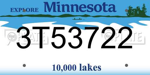 3T53722 Minnesota License Plate