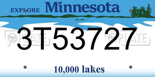 3T53727 Minnesota License Plate