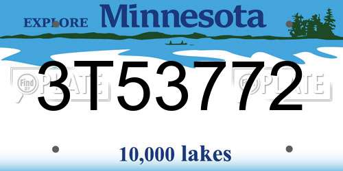3T53772 Minnesota License Plate
