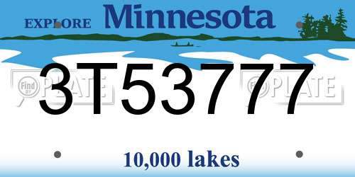 3T53777 Minnesota License Plate