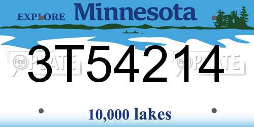 3T54214 Minnesota License Plate
