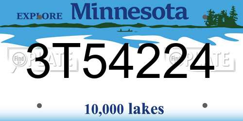3T54224 Minnesota License Plate