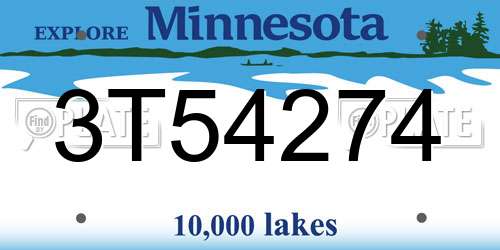 3T54274 Minnesota License Plate