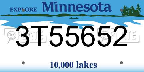 3T55652 Minnesota License Plate