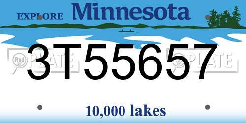 3T55657 Minnesota License Plate