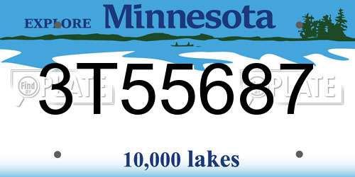 3T55687 Minnesota License Plate