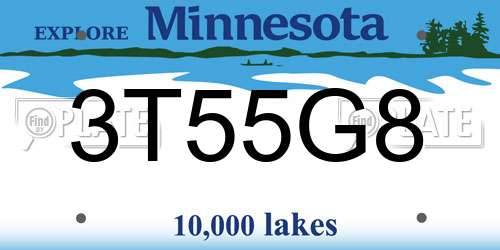 3T55G8 Minnesota License Plate