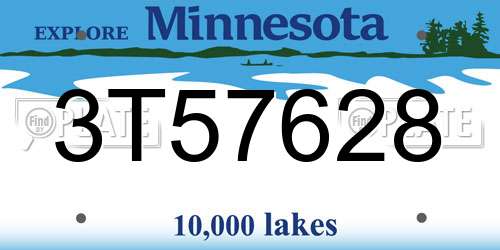 3T57628 Minnesota License Plate