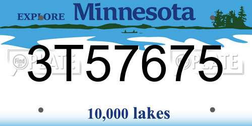 3T57675 Minnesota License Plate