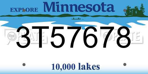 3T57678 Minnesota License Plate