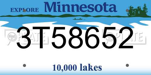 3T58652 Minnesota License Plate
