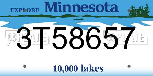 3T58657 Minnesota License Plate