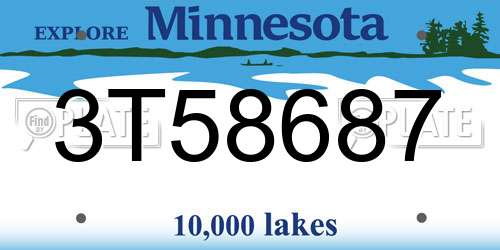 3T58687 Minnesota License Plate