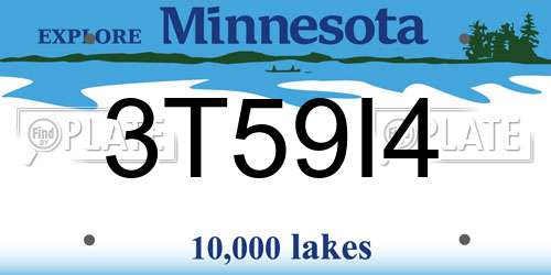 3T59I4 Minnesota License Plate