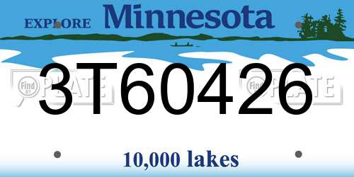 3T60426 Minnesota License Plate