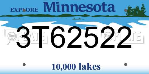 3T62522 Minnesota License Plate