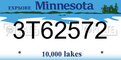 3T62572 Minnesota License Plate