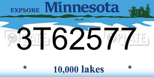 3T62577 Minnesota License Plate