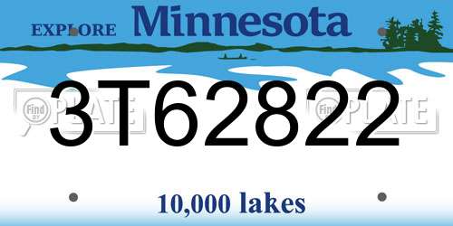 3T62822 Minnesota License Plate