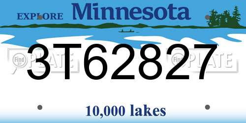3T62827 Minnesota License Plate