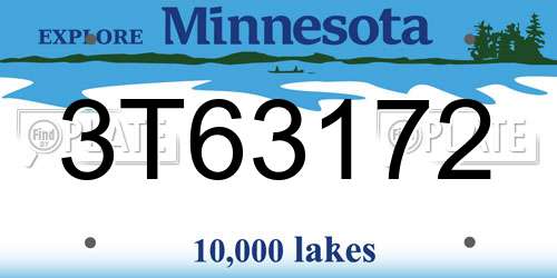 3T63172 Minnesota License Plate