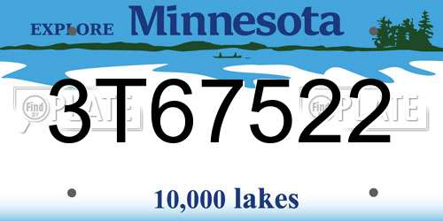 3T67522 Minnesota License Plate