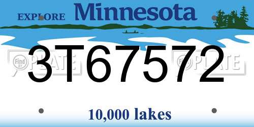 3T67572 Minnesota License Plate
