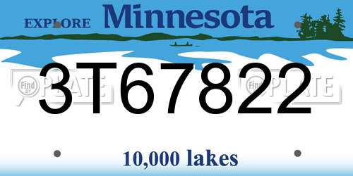 3T67822 Minnesota License Plate