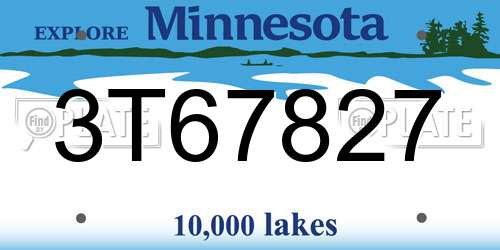 3T67827 Minnesota License Plate