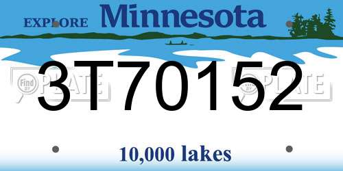 3T70152 Minnesota License Plate