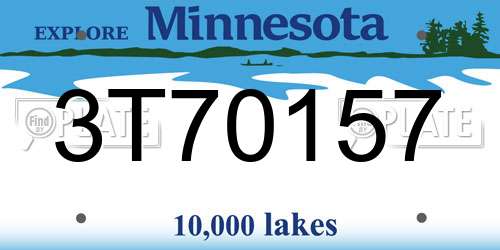 3T70157 Minnesota License Plate