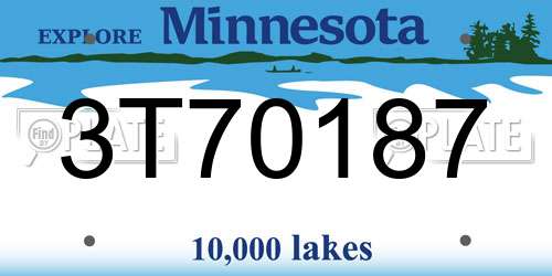 3T70187 Minnesota License Plate