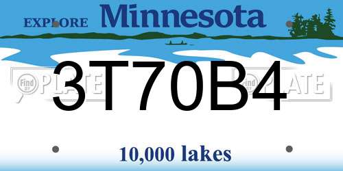 3T70B4 Minnesota License Plate