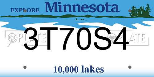 3T70S4 Minnesota License Plate