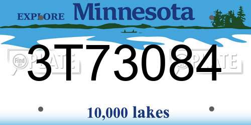 3T73084 Minnesota License Plate