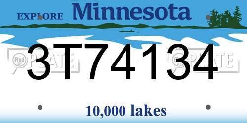 3T74134 Minnesota License Plate