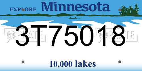3T75018 Minnesota License Plate