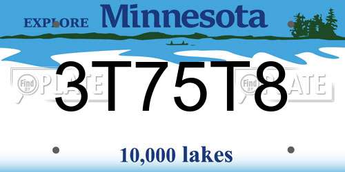 3T75T8 Minnesota License Plate