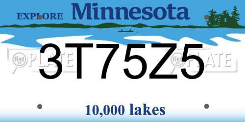 3T75Z5 Minnesota License Plate