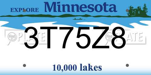 3T75Z8 Minnesota License Plate