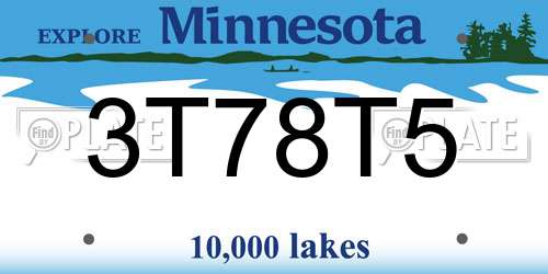 3T78T5 Minnesota License Plate