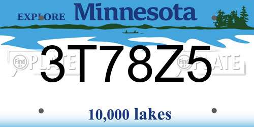 3T78Z5 Minnesota License Plate