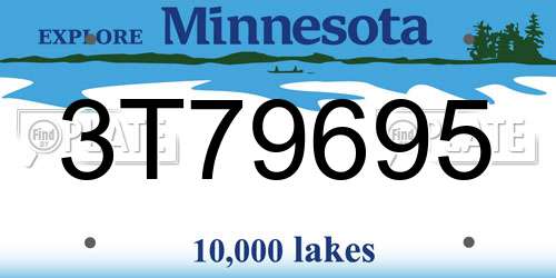 3T79695 Minnesota License Plate