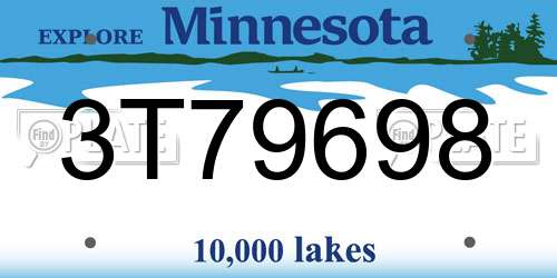 3T79698 Minnesota License Plate