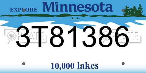 3T81386 Minnesota License Plate